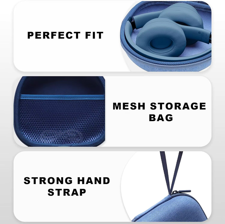 Faltbare Kopfhörertasche in Blau für Over-Ear-Headsets wie Beats, JBL, JLab, TOZO, BERIBES und Picun KVIDIO (nur Box) - Bild 5