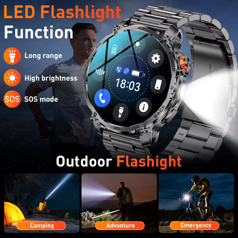 LIGE Smartwatch, Edelstahl, 5 ATM, GPS, Herren - Bild 4