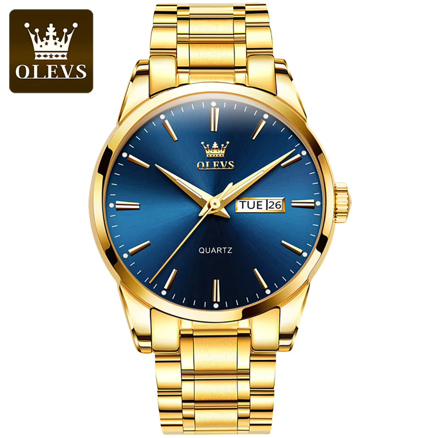 OLEVS Armbanduhr Edelstahl, Gold, Weiß, Herren, Analoguhr - Bild 5