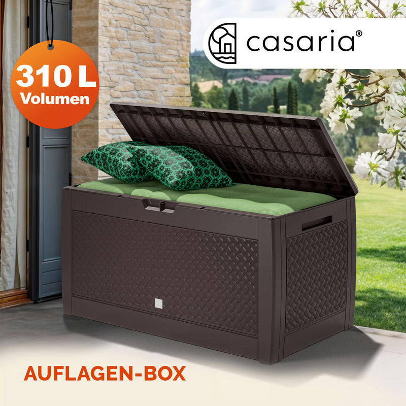 CASARIA Gartenbox Matuba in Braun mit Flechtoptik, wasserdicht, Volumen: 310 l, B: 119 cm, T: 60 cm - Bild 3