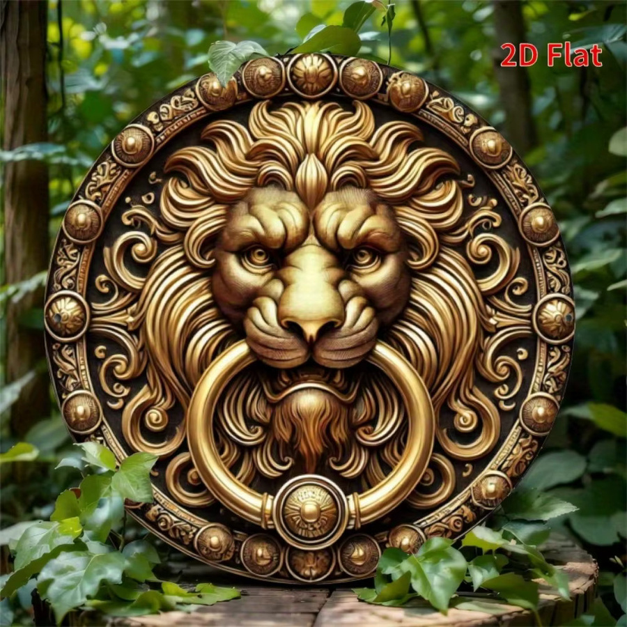 CIFBUY Vintage Löwenkopf-Türklopfer Wandplakette aus Metall in Gold, Durchmesser: 20,32 cm - Bild 4