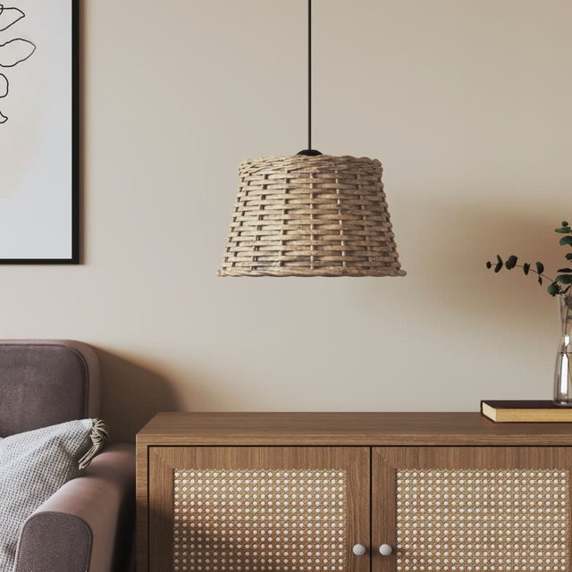 Vidaxl Hängeleuchtenschirm aus Rattan in Braun im Boho-Design, Durchmesser: 38 cm, Höhe: 23 cm - Bild 1