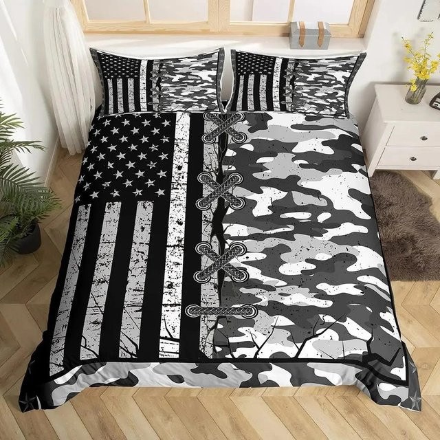 Lodestar Bettwäscheset für Kinder mit Camouflage-Design in Armeegrün und Schwarz, Doppel King Size, B/H: 200 x 200 cm - Bild 1