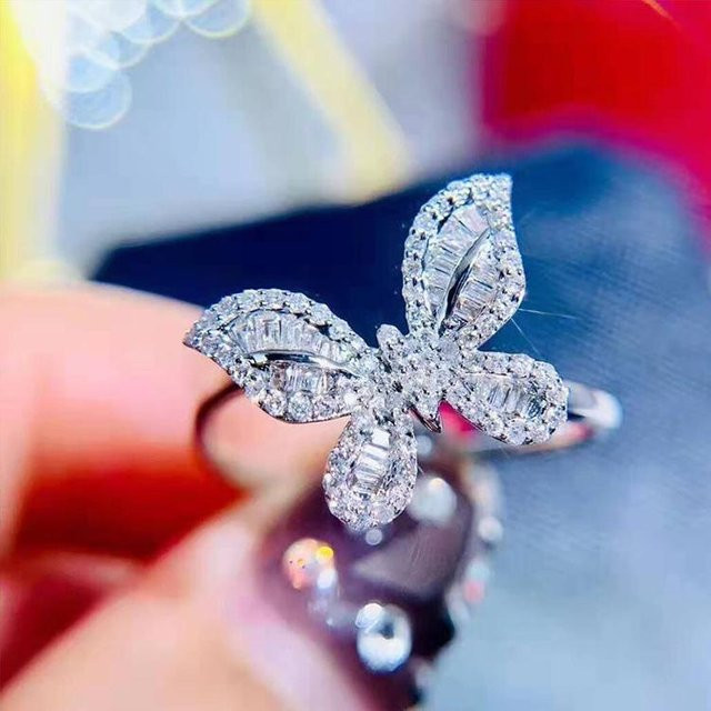 YIRAN Jewelry 5 Zeigefingerring, Schmetterling, Zirkon, Blau, Unisex - Bild 1