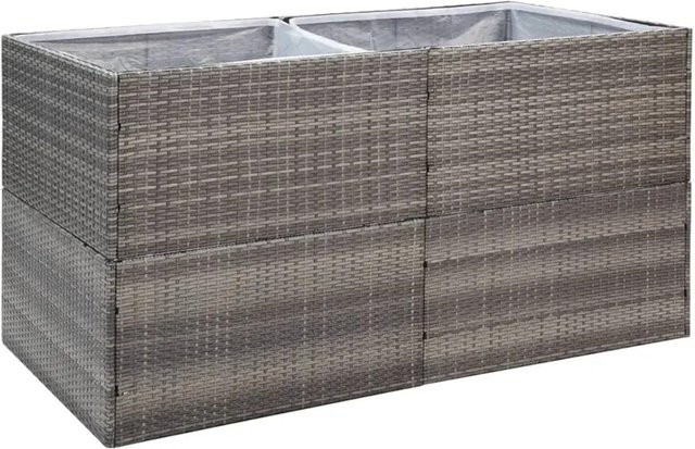 vidaXL Pflanzkübel aus Poly Rattan in Grau, B/T/H: 157 x 80 x 80 cm - Bild 1