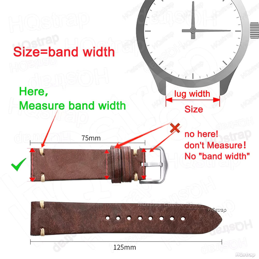 HQstrap Uhrenarmband Leder, Schmetterling Schnalle, Vintage, Unisex - Bild 2