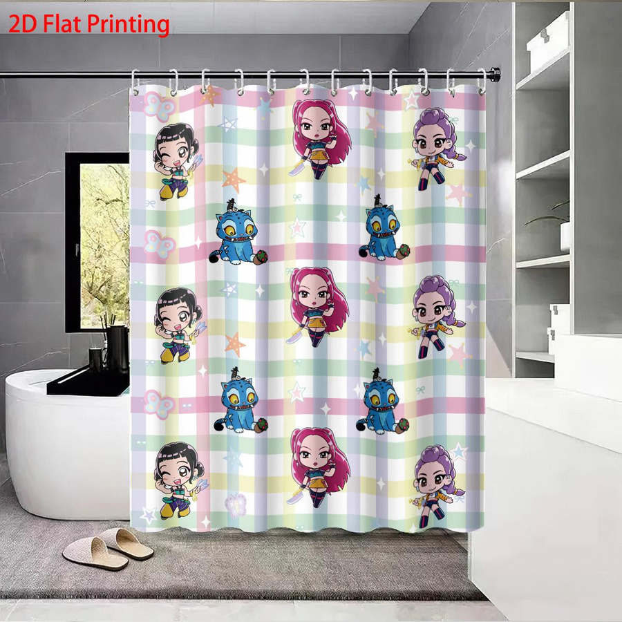 Wasserdichter Duschvorhang K-Pop Dämonenjäger mit 12 Haken, B/H: 90 x 180 cm, Multicolor - Bild 3