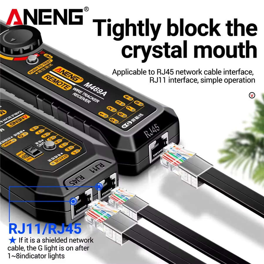 ANENG Netzwerkkabeltester M469A Netzwerkanalysator für RJ45 und RJ11 in Schwarz - Bild 4