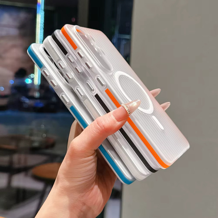Stoßfeste PC-Hülle mit 3D-Streifen-Design für Samsung Galaxy S26 Ultra und S25 Plus, MagSafe-kompatibel, Schwarz - Bild 3