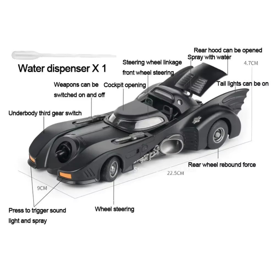 MAKEDA Batmobile Batman, Modellauto, Metall, mit Licht und Sound - Bild 2