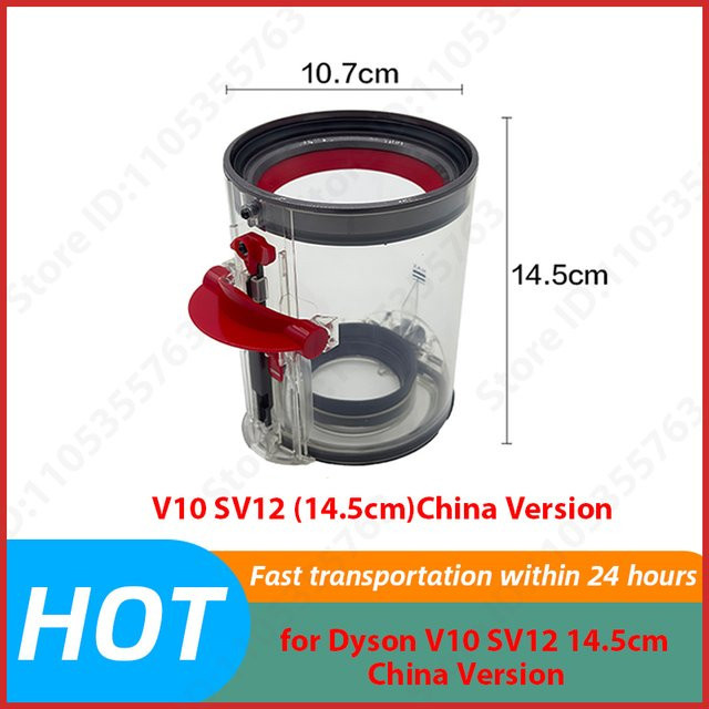 QIXIAO Staubbehälter für Dyson V10 SV12 kabellose Staubsauger, transparent, Durchmesser: 14,5 cm - Bild 1