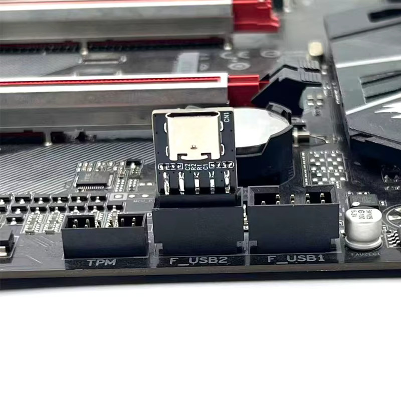 RGeek USB-C-Adapter Riser-Karte: USB 2.0 9/10-Pin Interner Motherboard-Anschluss auf USB-C Typ-Konverter für Desktop-PC, Schwarz - Bild 3