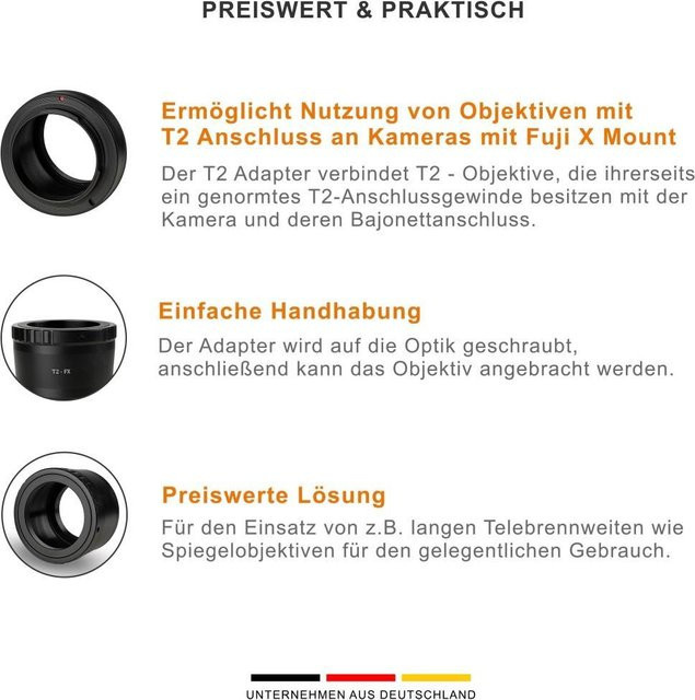 Walimex Pro T2 Adapter für Fujifilm X mit manuellem Fokus in Schwarz - Bild 1