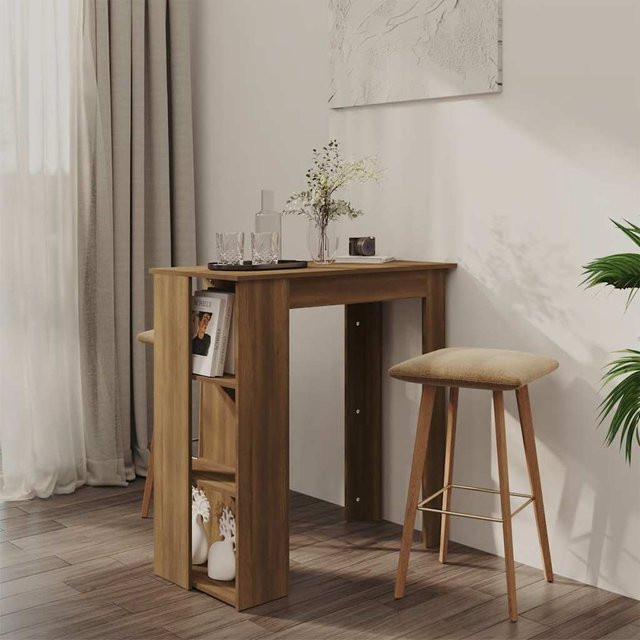 vidaXL Bartisch mit Regal in Braun Eiche, B/T/H: 102 x 50 x 103,5 cm - Bild 2