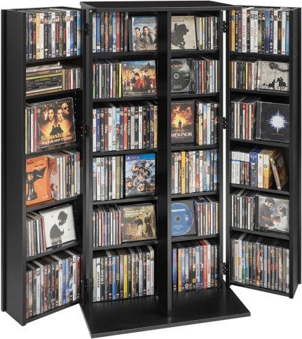 VEVOR DVD-Schrank mit 24 Fächern zur Medienaufbewahrung für CDs, DVDs, Bücher und Spiele, Schwarz, B/T/H: 61,0 x 36,8 x 127,0 cm - Bild 1