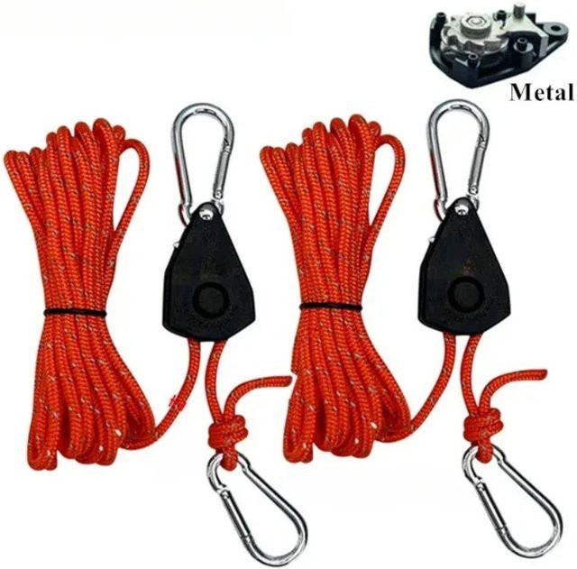 Ninth World 2er Set verstellbare Lanyards zur Aufhängung für Zeltventilatoren, Pflanzenlampen und Riemenscheiben, 1/8 Zoll oder 1/4 Zoll - Bild 1