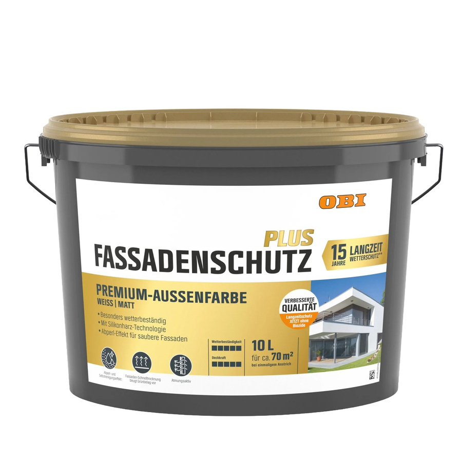 OBI Fassadenschutz Plus Premium-Aussenfarbe Weiß Matt 10 l - Bild 2