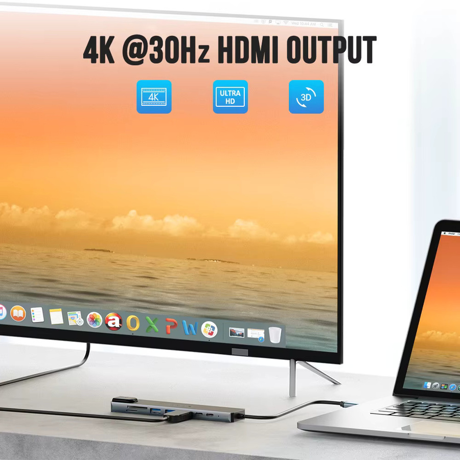 Lemorele 8-in-1 USB-C-Laptop-Dockingstation mit 4K 60 Hz HDMI, RJ45 Ethernet, SD und TF-Kartenleser für Tablet, Projektor und TV - Bild 3