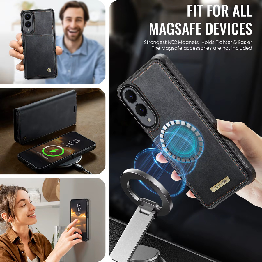 2-in-1 Magnetische Lederhülle für Samsung Galaxy S25 S26 S24 S23 S22 S21 S20 5G mit Brieftaschen-Funktion und kabellosem Laden in Schwarz oder Rot - Bild 5