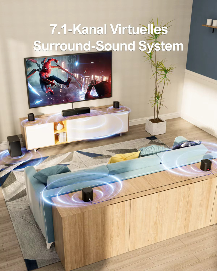 ULTIMEA 7.1-Kanal Soundbar mit virtuellem Surround Sound und App-Steuerung, Schwarz - Bild 3
