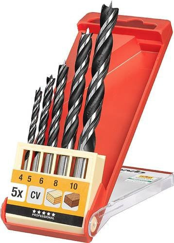 Kwb Holz-Spiralbohrer-Set 5-teilig in Schwarz und Silber, Durchmesser: 4 mm, 5 mm, 6 mm, 8 mm, 10 mm - Bild 1