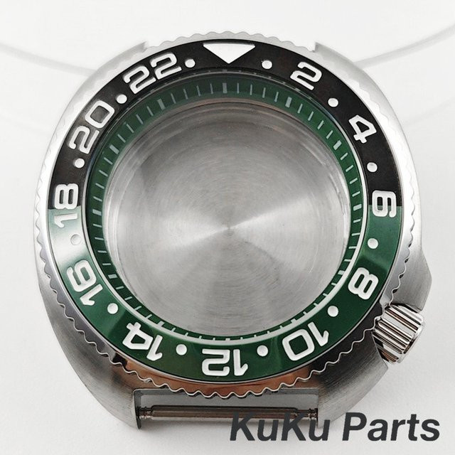 HUANXIAO Uhrengehäuse Turtle Green, Edelstahl, Silber, 44 mm - Bild 1