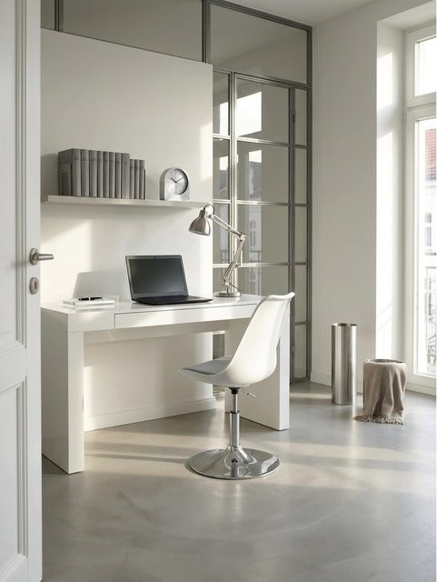 Drehstuhl KADIMA DESIGN in Weiß und Grau mit Schalensitz aus Kunstleder und Stoff, höhenverstellbar mit Fußstütze, B/T/H: 46 x 46 x 88 cm - Bild 1
