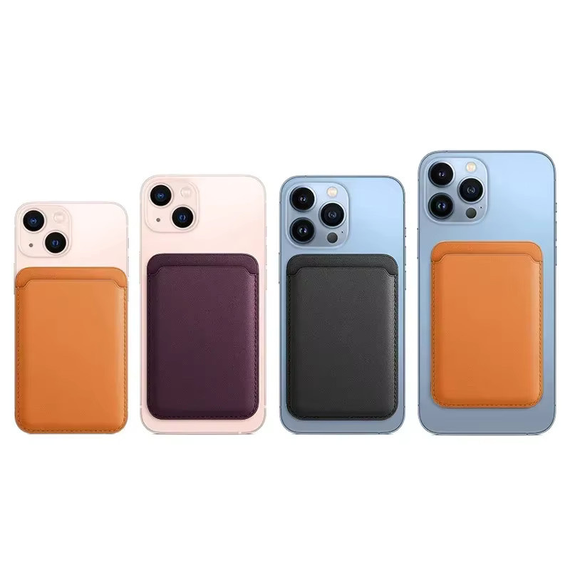 MagSafe Wallet Lederhülle für iPhone 17 16 15 Pro Max Plus in Orange - Bild 1