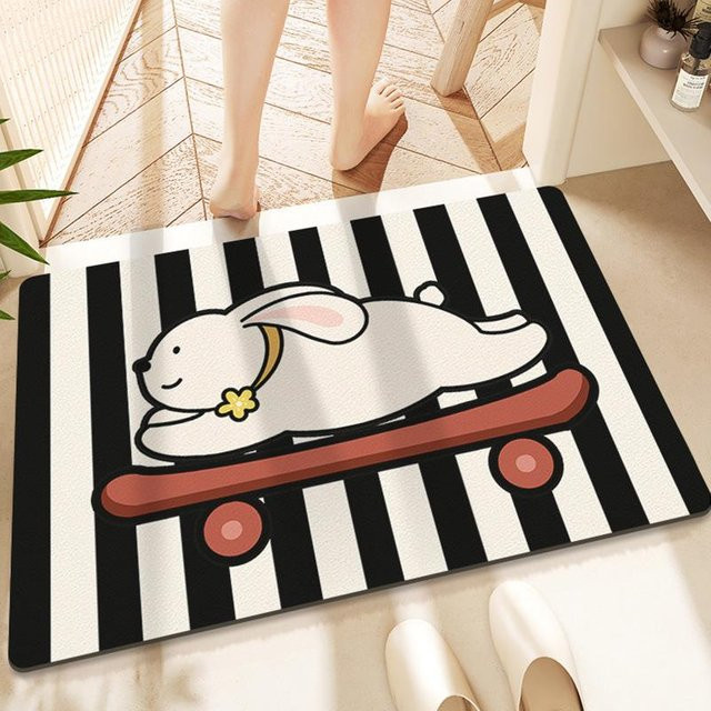 Saugfähige und rutschfeste Badezimmer Fußmatte mit Hund-Cartoon-Design von Yiran Furniture, Farbe: Weiß, B/T: 60 x 40 cm - Bild 1