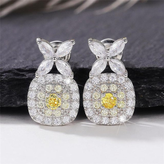 YIRAN Jewelry Ohrstecker, Weißer Zirkonia, Damen - Bild 1
