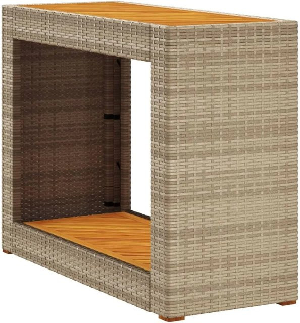 vidaXL Garten-Beistelltisch aus Poly Rattan und Akazienholz in Beige und Braun, B/T/H: 75 x 40 x 40 cm - Bild 1