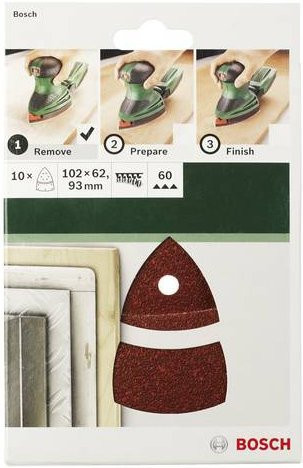 Bosch Multischleifpapier Universal mit Klett, gelocht, Körnung 40, braun, B: 10,2 cm x L: 6,293 cm, 10 Stück - Bild 1