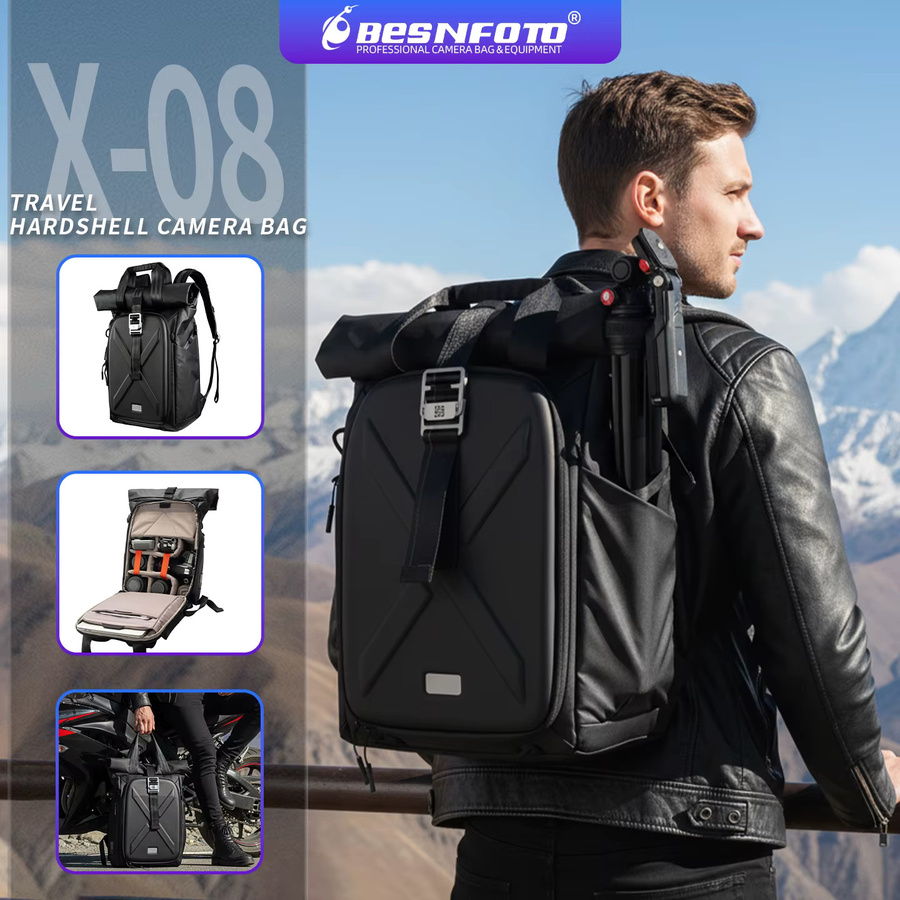 Besnfoto Wasserdichter Hartschalen-Fotografie-Rucksack für DJI-Drohnen und DSLR-Kameras in Schwarz - Bild 7
