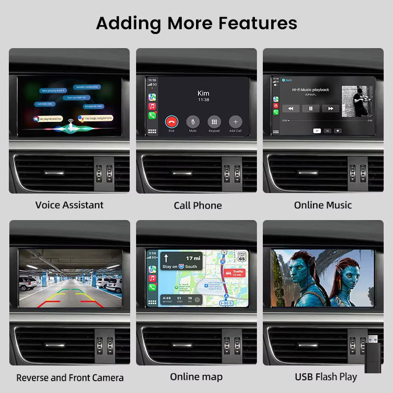 Junsun Wireless CarPlay und Android Auto Interface Decoder mit GPS, Bluetooth und Airplay für Audi Q5 S5 A4 B8 A5 (2009-2015) - Bild 3