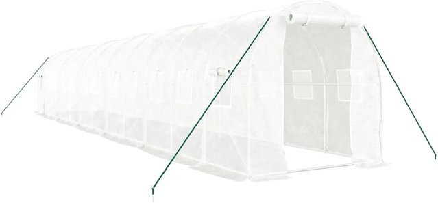 Furnicato Gewächshaus mit Stahlrahmen in Weiß, Fläche: 24 m², B/T/H: 12 x 2 x 2 m - Bild 1
