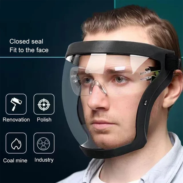 Antibeschlag-Vollgesichtsschutzmaske mit Filter und spritzwassergeschützter sphärischer Schutzbrille in Transparent - Bild 1