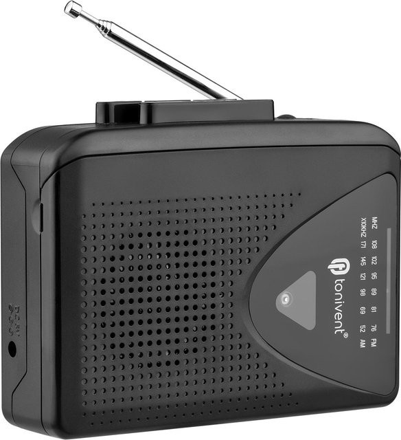 TONIVENT TON009 Tragbarer Kassettenspieler mit AM/FM-Radio und Auto-Stopp in Schwarz - Bild 1