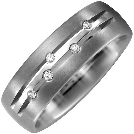 Colfem Partnerring Titan, teil matt, Diamant, Brillant, 60 - Bild 1