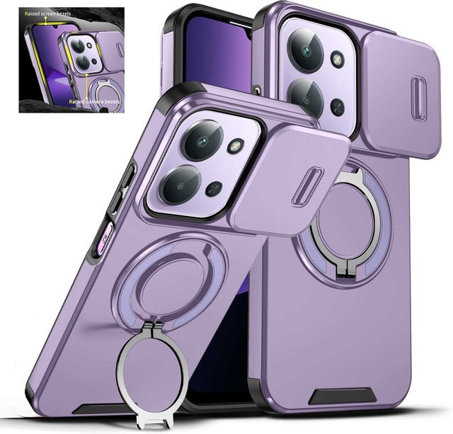 Magnetische rotierende Handyhülle mit Smart-Schiebefenster für Xiaomi Redmi A5 15C 15 in Orange und Purple - Bild 1
