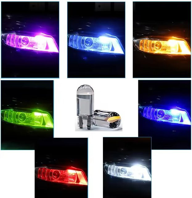 W5W 194 T10 COB LED Autolampen mit Glasgehäuse für Innenraumbeleuchtung und Kennzeichenleuchte in Weiß, Blau oder Rot - Bild 1