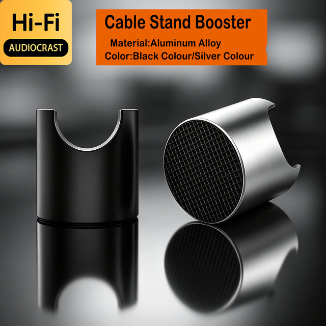 Audiocrast Kabelheber aus Aluminiumlegierung als Anti-Vibrations-Halter und stoßdämpfende Ablage für HiFi-Lautsprecher-Stromkabel in Schwarz oder Silber - Bild 1