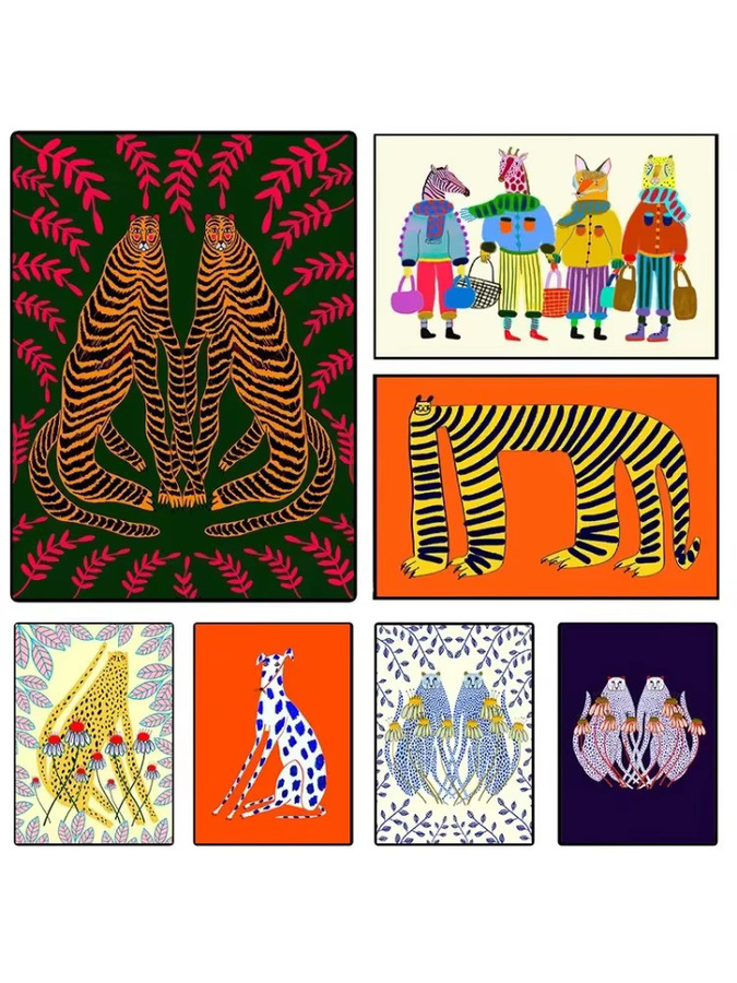 Potdemiel Leinwandkunst für das Kinderzimmer mit bunten Dschungel-Tieren wie Gepard, Tiger und Leopard in Multicolor - Bild 3