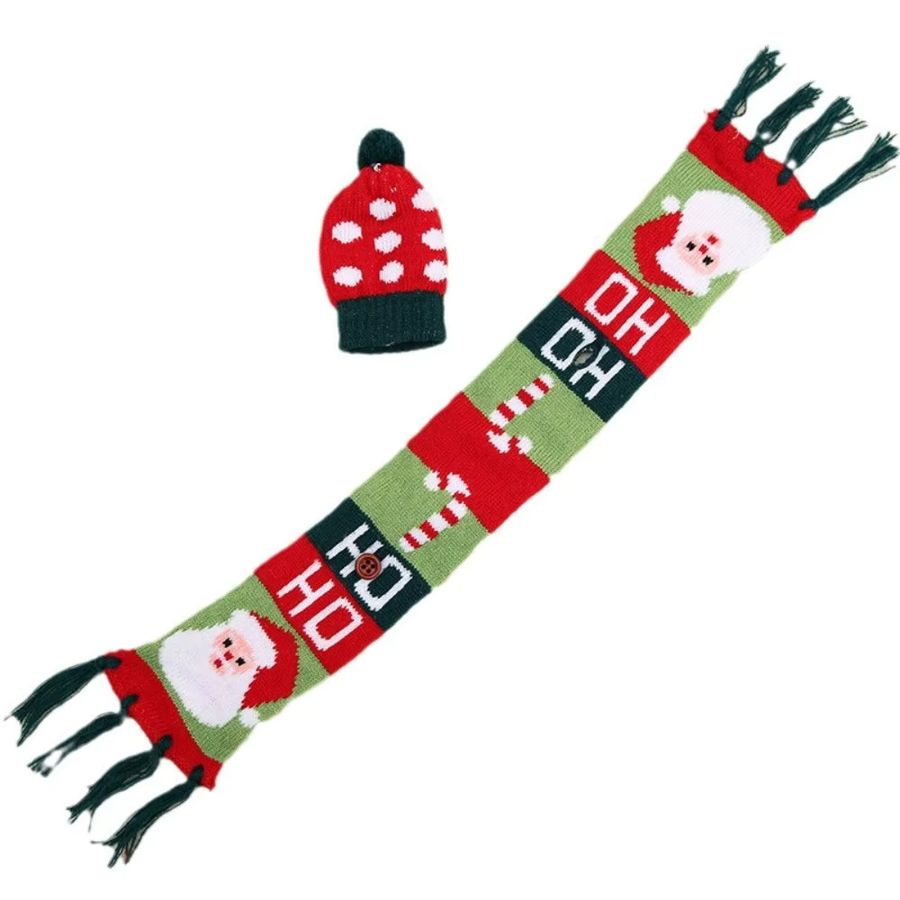 WakaParty Weihnachtliche Weinflaschenabdeckung Santa Claus mit Schal und Hut als Tischdekoration - Bild 2