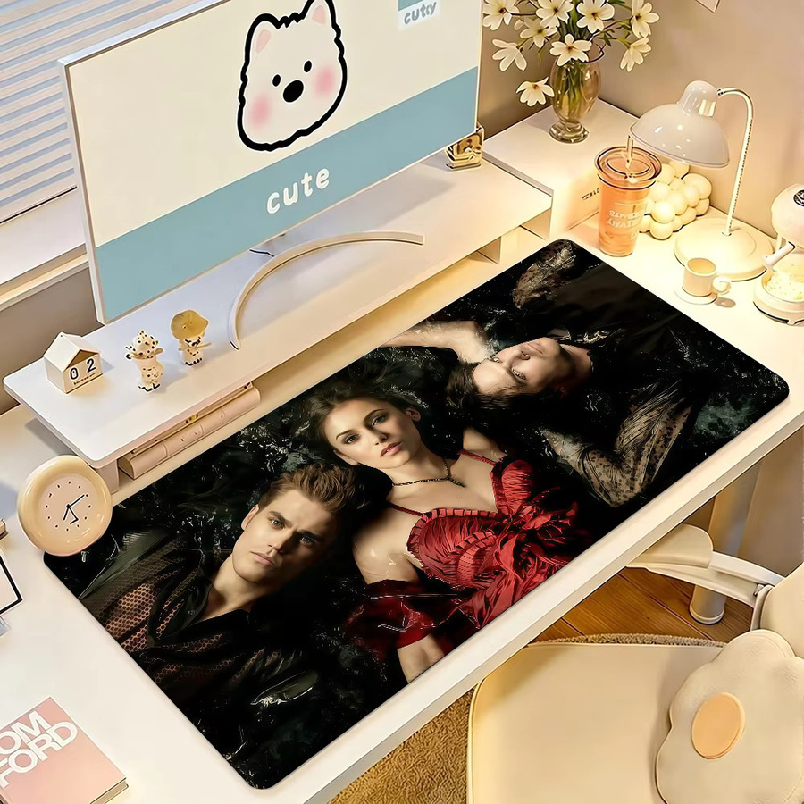 Gaming Mauspad The Vampire Diaries Damon Salvatore Motiv, rutschfeste Schreibtischunterlage mit Gummikante, Multicolor - Bild 4