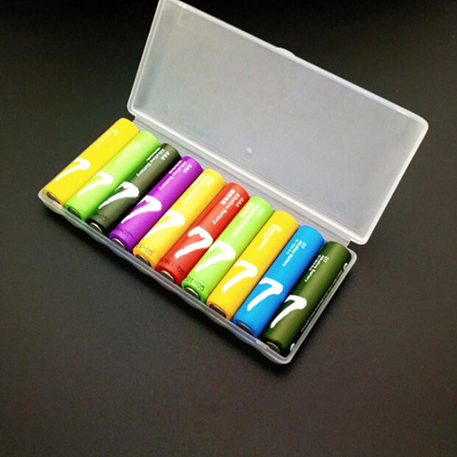 Tragbare Batterie-Organizer Box aus Kunststoff für 10 Stück AAA, AA oder 18650 Batterien in Transparent - Bild 1