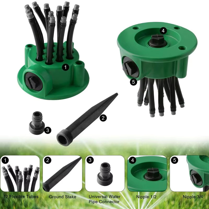 Automatischer 360 Grad Garten Sprinkler für Rasen und Gras in Grün - Bild 3