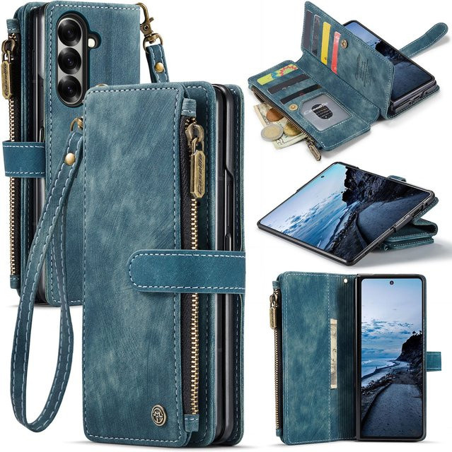 CaseMe Klapphülle aus Kunstleder mit Reißverschluss für Samsung Galaxy Z Fold8 Ultra in Blau - Bild 1
