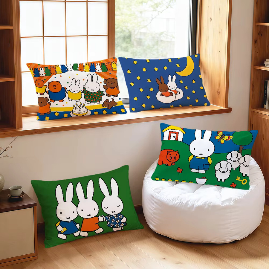 Miffy Rechteckiger Kissenbezug mit Cartoon Bunny Rabbit Motiv, Mehrfarbig, Breite: 30 cm, Tiefe: 30 cm, Höhe: 30 cm - Bild 4