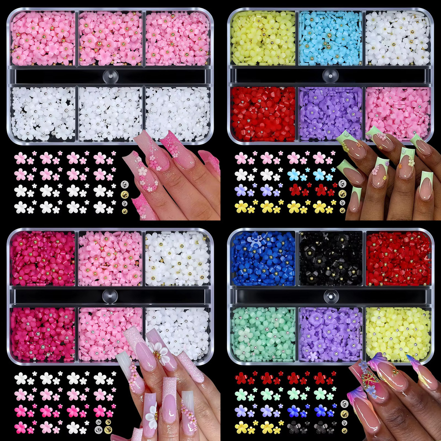 Misscheering Nagelkunst-Charms, 3D Acryl-Blumen und Perlen, Glänzend - Bild 2