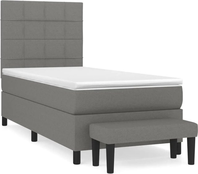 vidaXL Boxspringbett mit Matratze Hybrid Dunkelgrau B/T/H: 90 x 200 x 128 cm - Bild 1